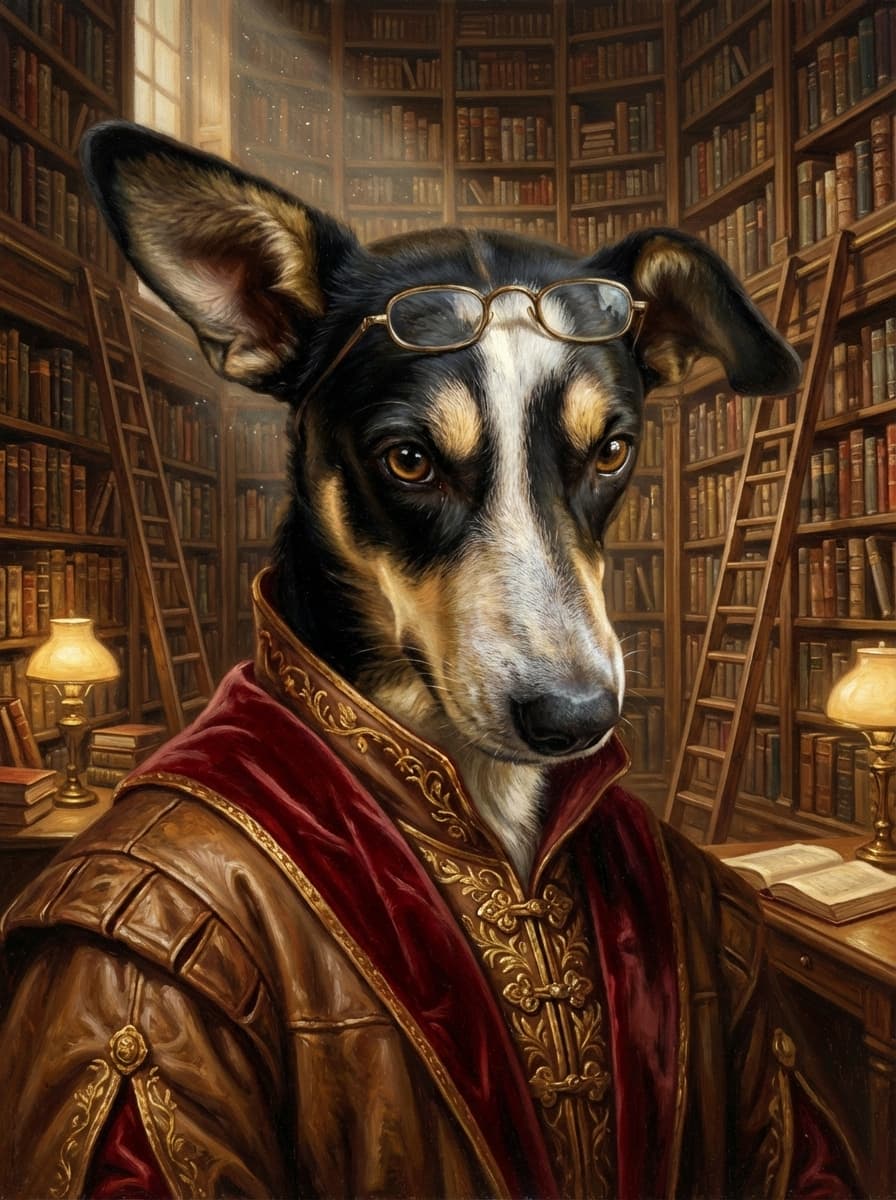 Uråldrig Bibliotekarie portrait style